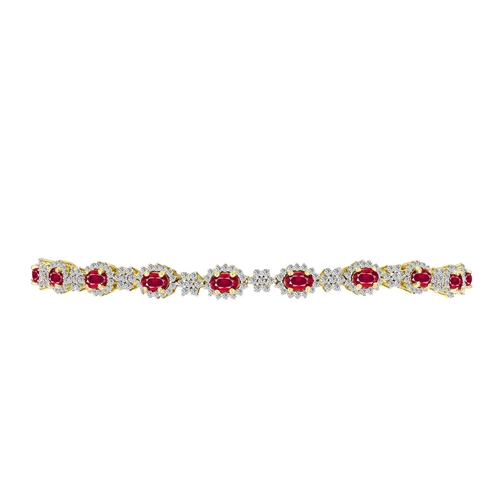 Goldplattiertes Silberarmband mit Rubin aus Madagaskar und weißem Topas