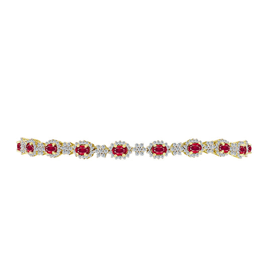 Goldplattiertes Silberarmband mit Rubin aus Madagaskar und weißem Topas