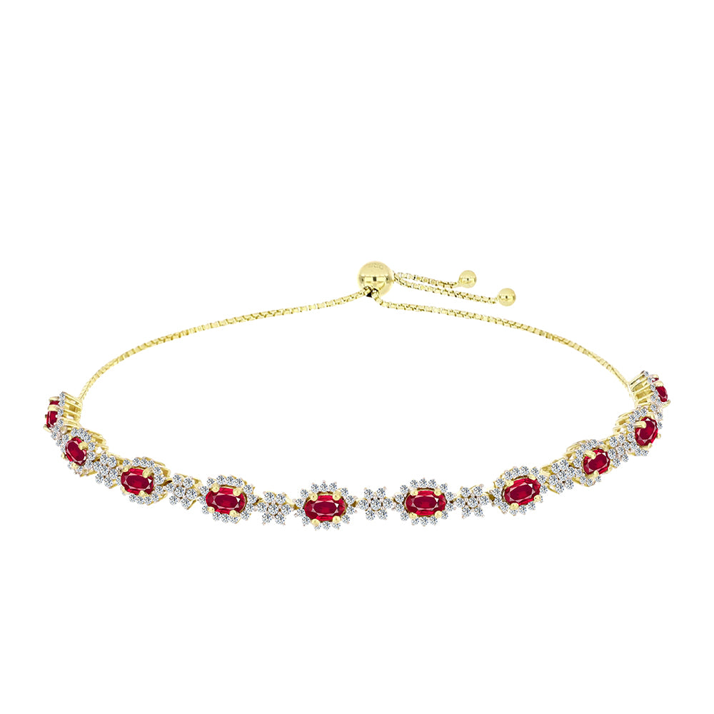 Goldplattiertes Silberarmband mit Rubin aus Madagaskar und weißem Topas 1 
