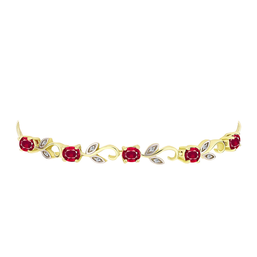 Goldplattiertes Silberarmband mit Rubin aus Madagaskar und weißem Topas