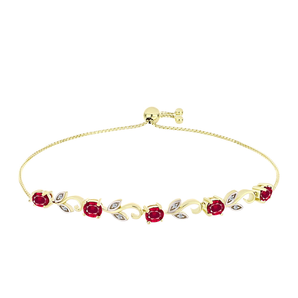 Goldplattiertes Silberarmband mit Rubin aus Madagaskar und weißem Topas 1 