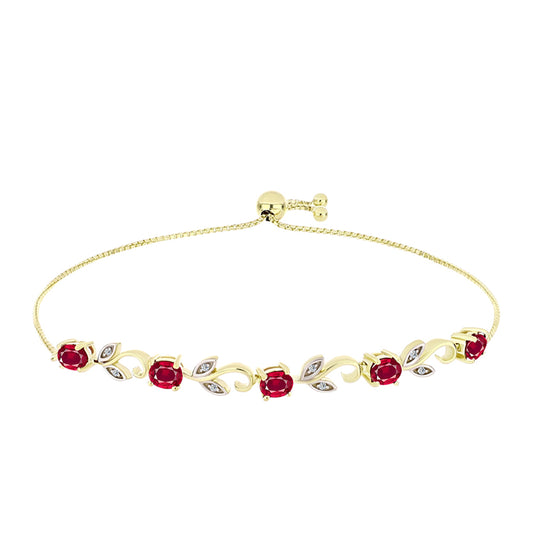 Goldplattiertes Silberarmband mit Rubin aus Madagaskar und weißem Topas