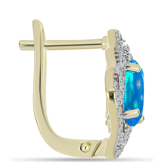 Goldplattierte Silberohrringe mit äthiopischem Paradiese-Opal und weißem Topas