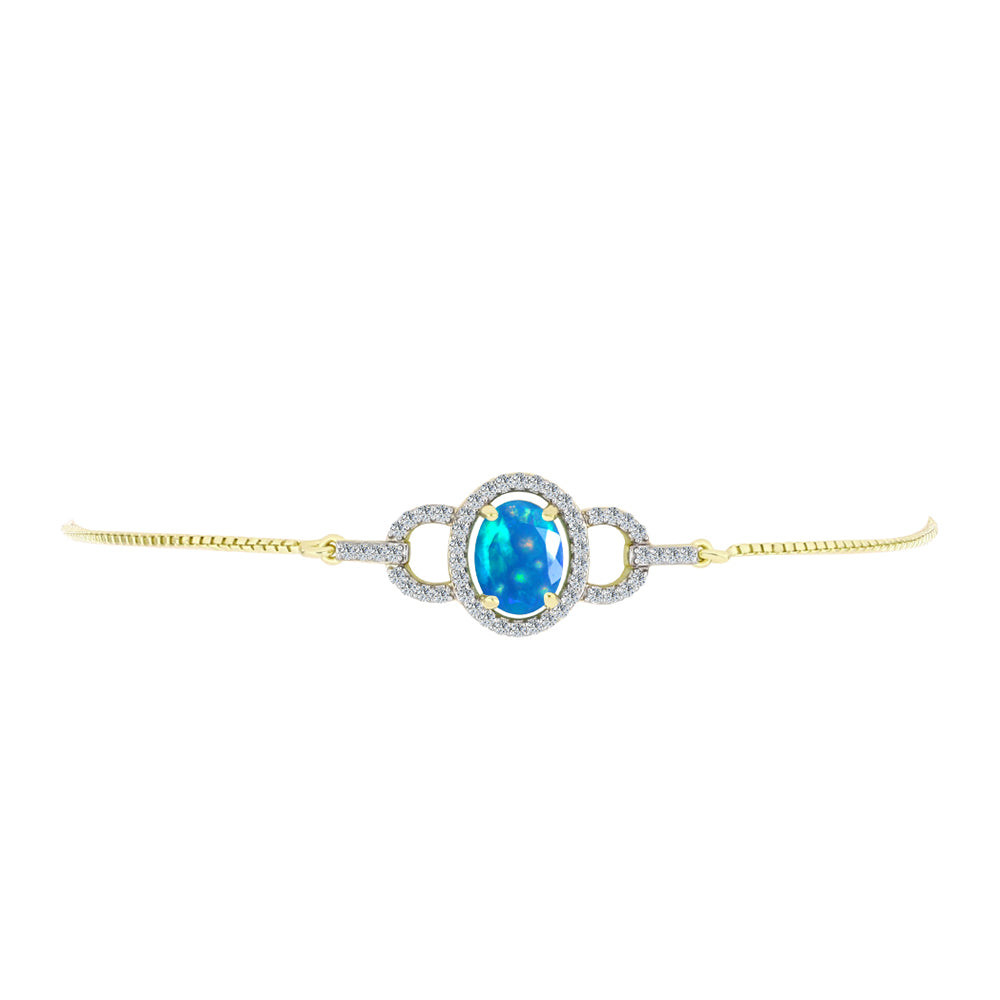 Goldplattiertes Silberarmband mit äthiopischem Paradiese-Opal und weißem Topas 2 