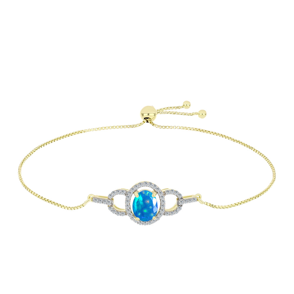 Goldplattiertes Silberarmband mit äthiopischem Paradiese-Opal und weißem Topas 1 