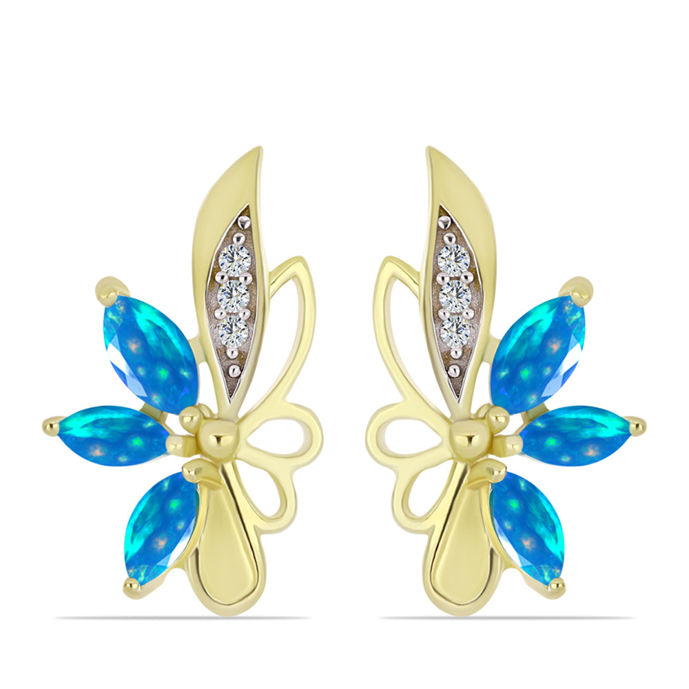Goldplattierte Silberohrringe mit äthiopischem Paradiese-Opal und weißem Topas