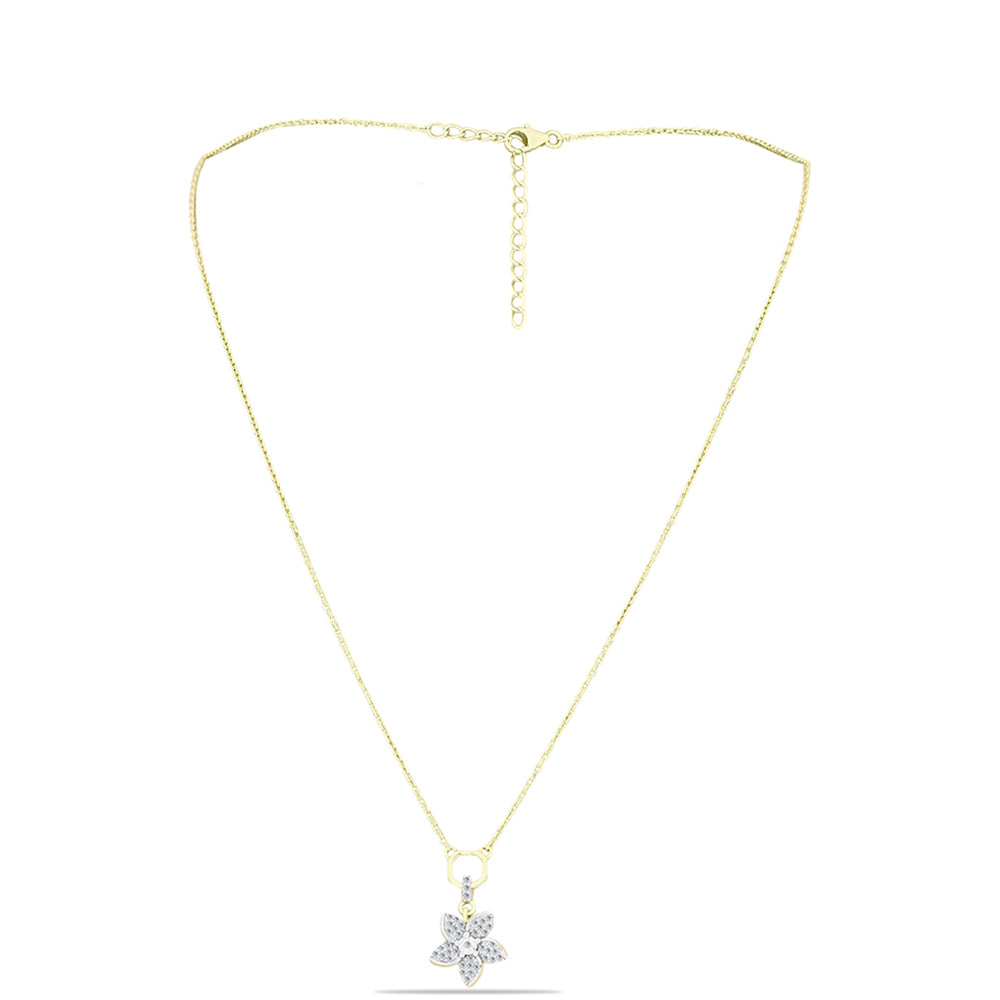 Goldplattierte Silberhalskette mit weißem Diamant und weißem Topas 1 