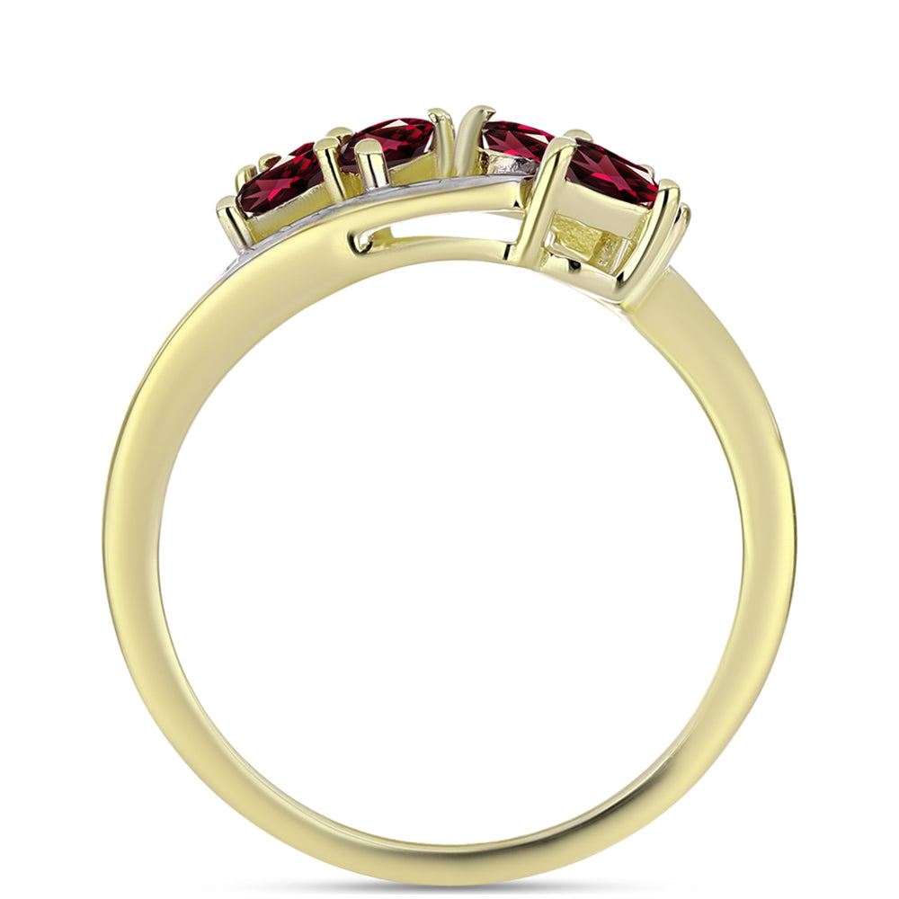 Goldplattierter Silberring mit Rhodolith Granat und weißem Topas