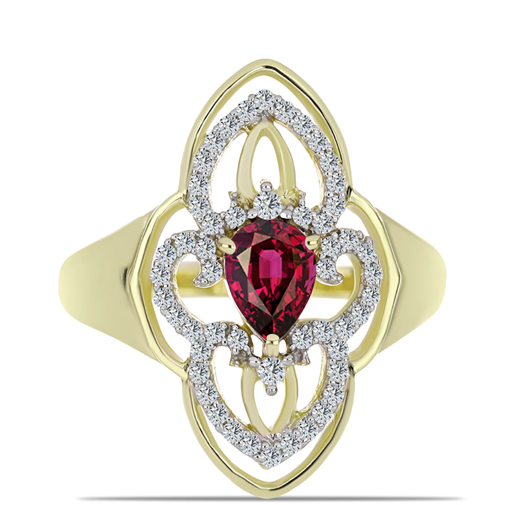 Goldplattierter Silberring mit Rhodolith Granat und weißem Topas 1 