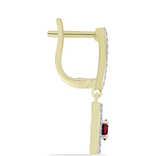 Goldplattierte Silberohrringe mit Rhodolith Granat und weißem Topas