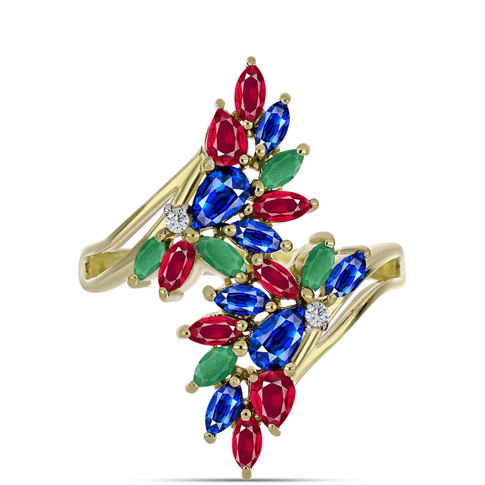 Goldplattierter Silberring mit Rubin aus Madagaskar und australischem blauem Saphir 1 
