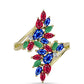 Goldplattierter Silberring mit Rubin aus Madagaskar und australischem blauem Saphir