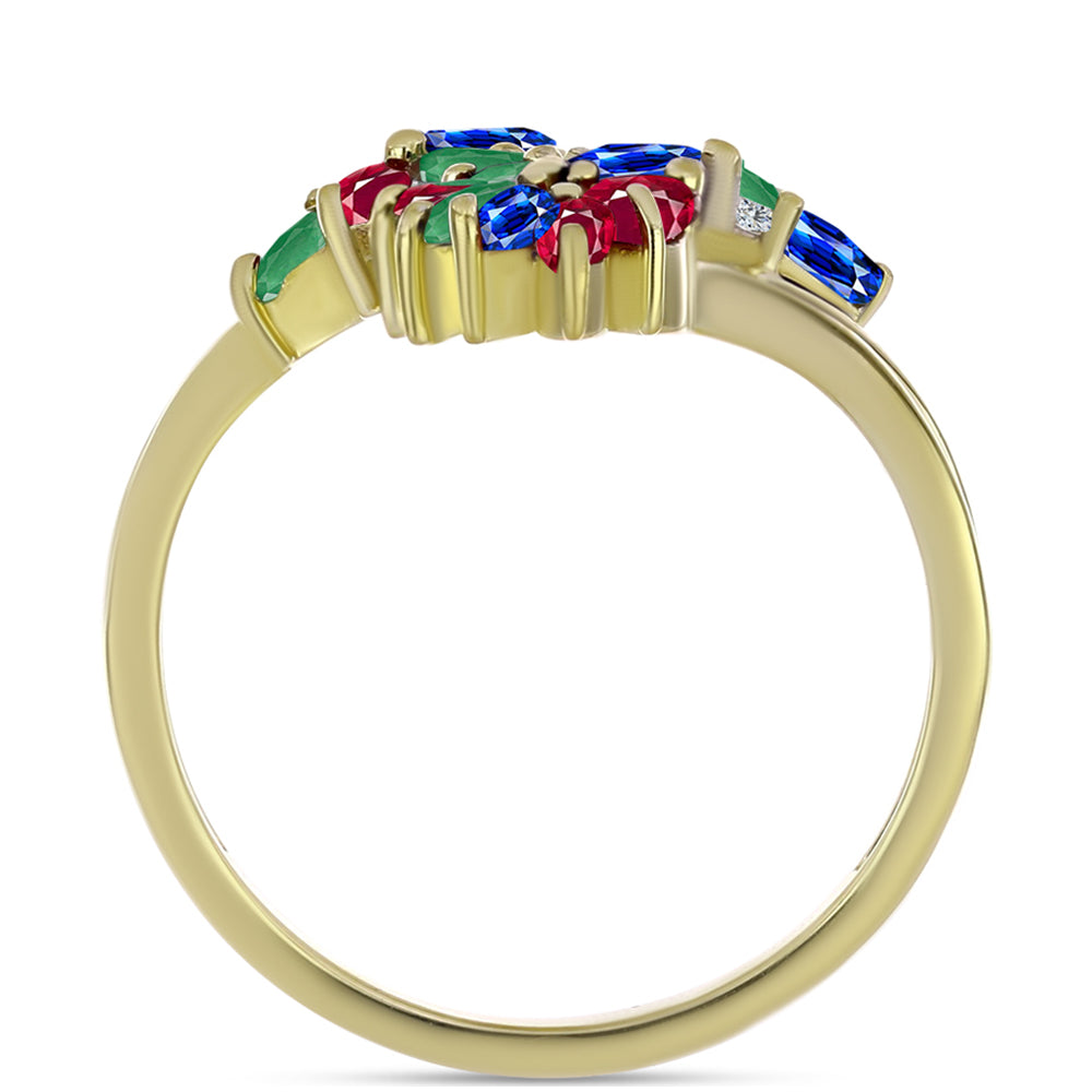 Goldplattierter Silberring mit Rubin aus Madagaskar und australischem blauem Saphir 2 