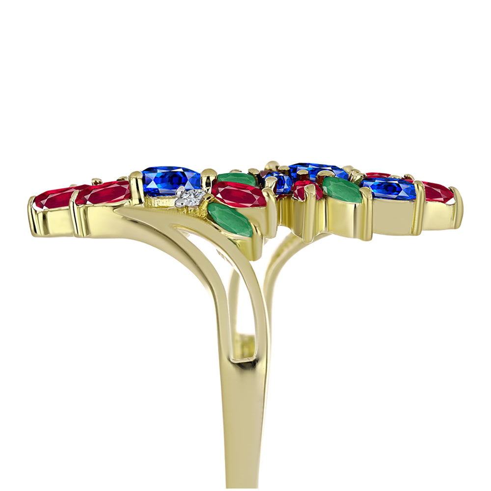 Goldplattierter Silberring mit Rubin aus Madagaskar und australischem blauem Saphir 4 