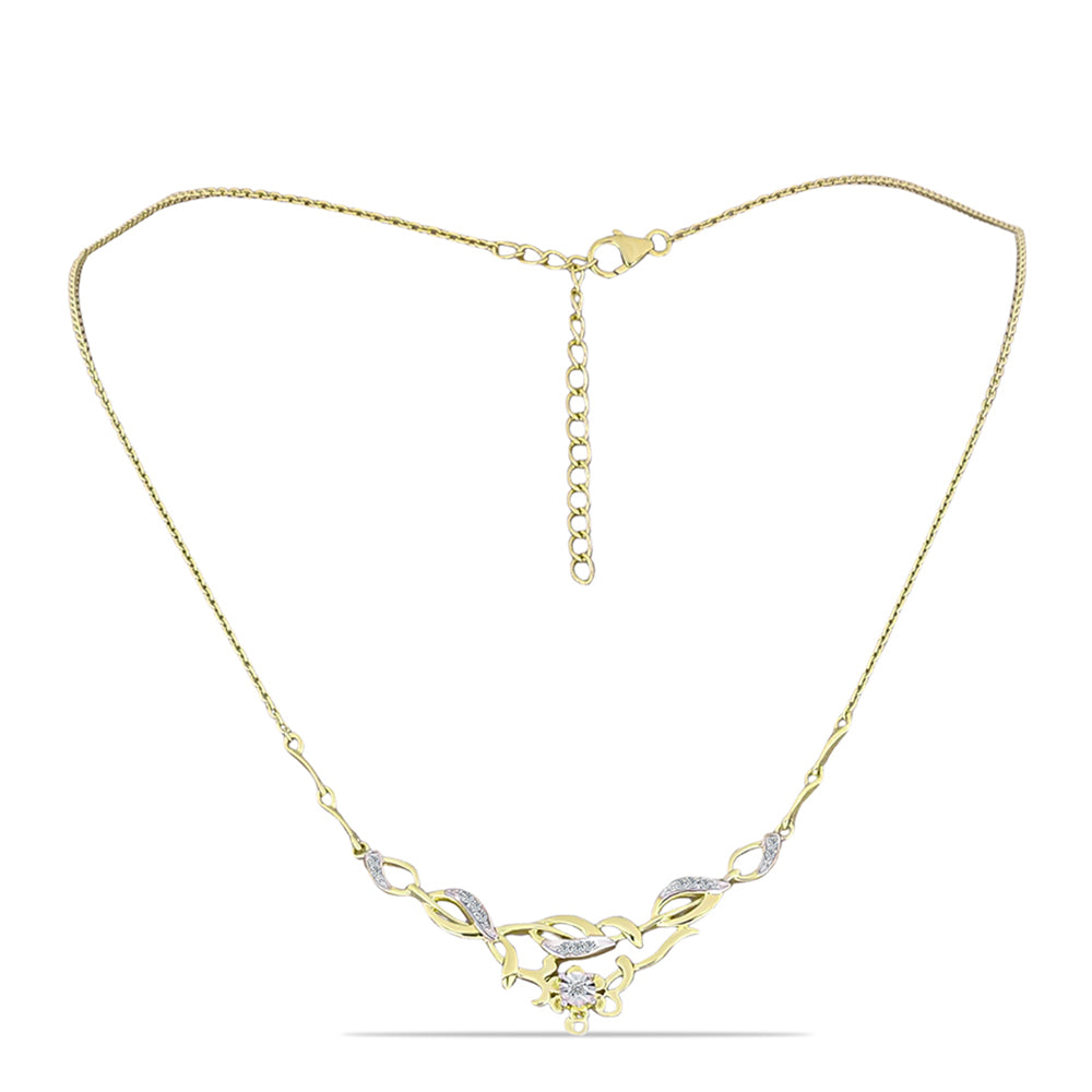 Goldplattierte Silberhalskette mit weißem Diamant und weißem Topas