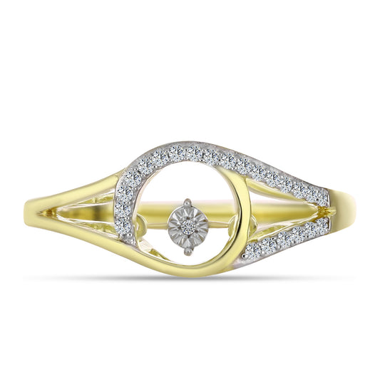 Goldplattierter Silberring mit weißem Diamant und weißem Topas
