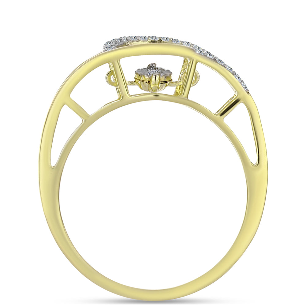Goldplattierter Silberring mit weißem Diamant und weißem Topas 2 