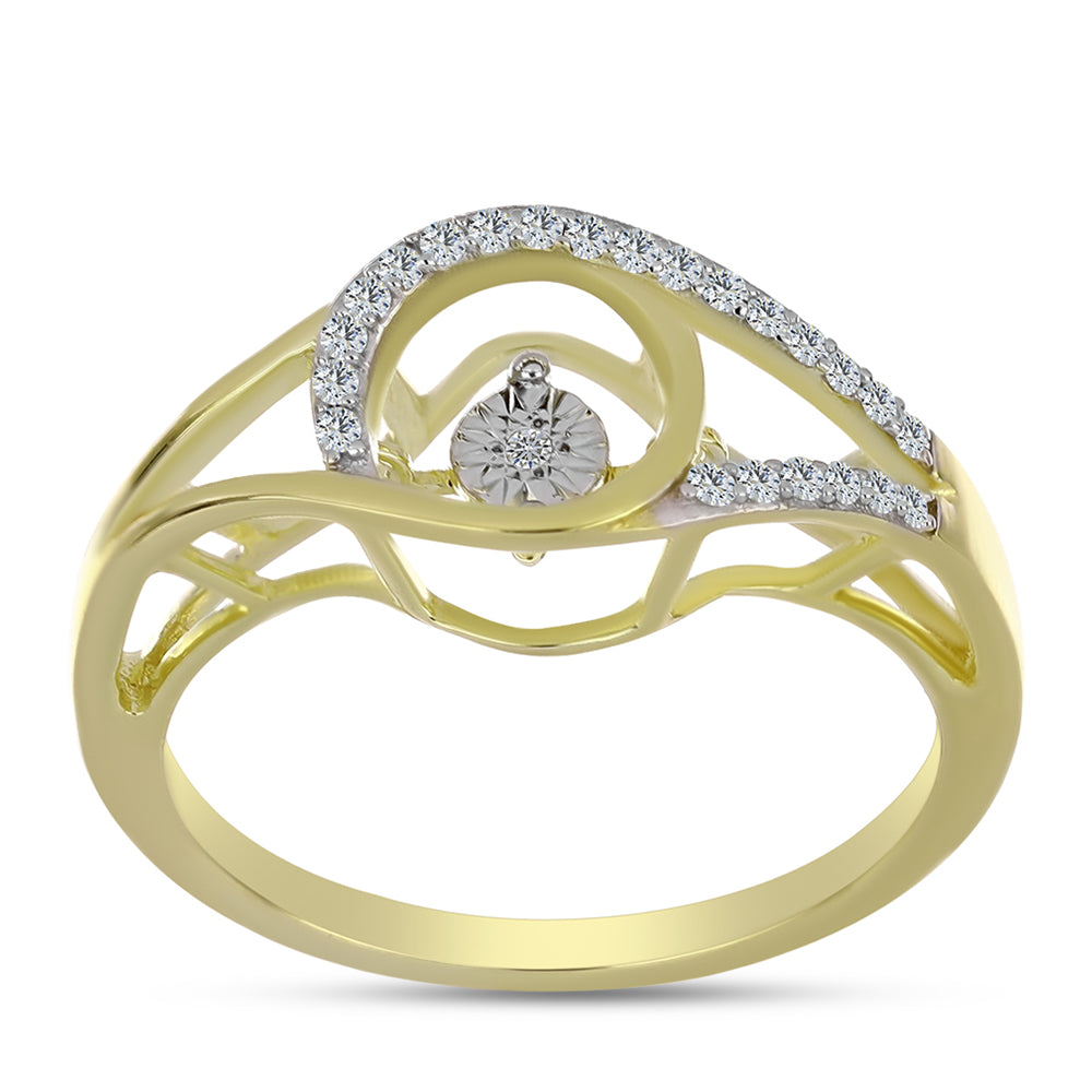 Goldplattierter Silberring mit weißem Diamant und weißem Topas
