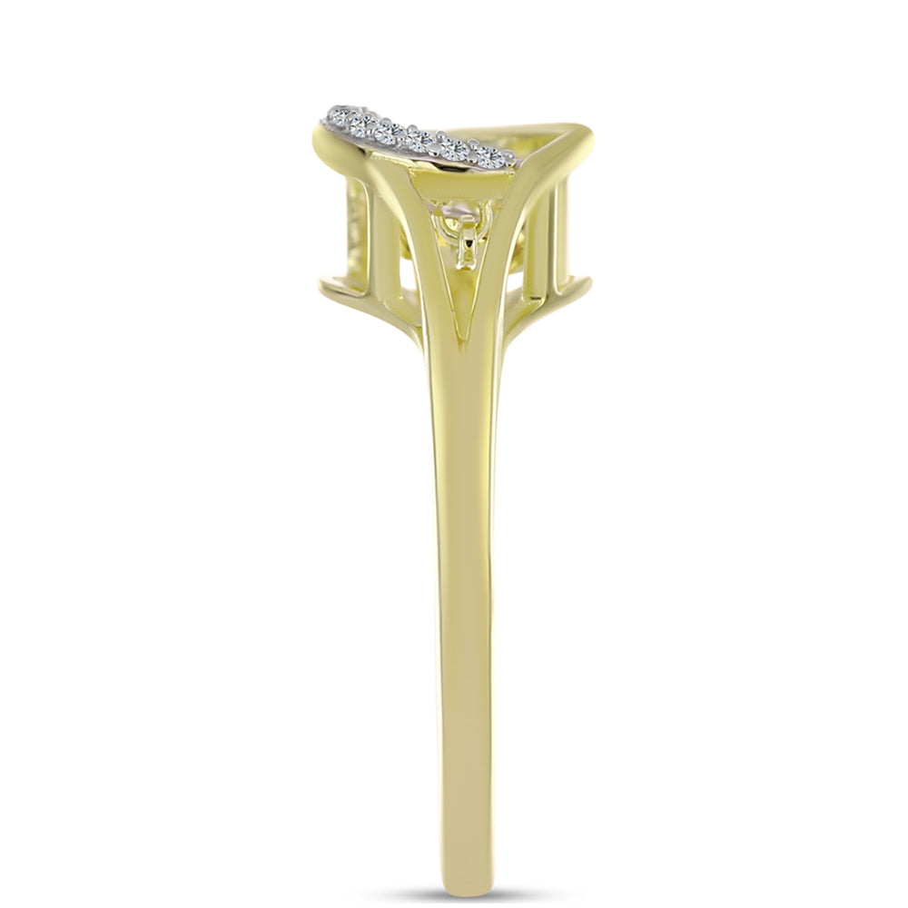 Goldplattierter Silberring mit weißem Diamant und weißem Topas