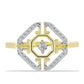 Goldplattierter Silberring mit weißem Diamant und weißem Topas