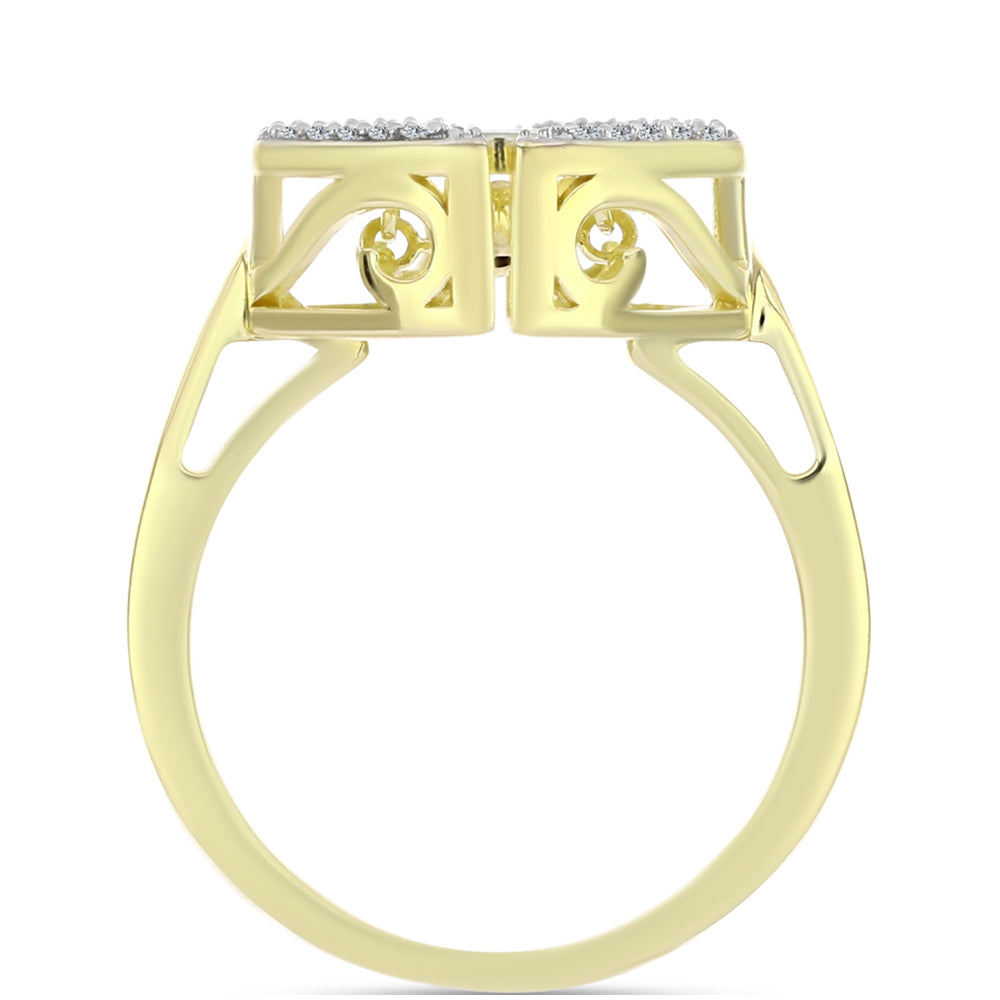 Goldplattierter Silberring mit weißem Diamant und weißem Topas
