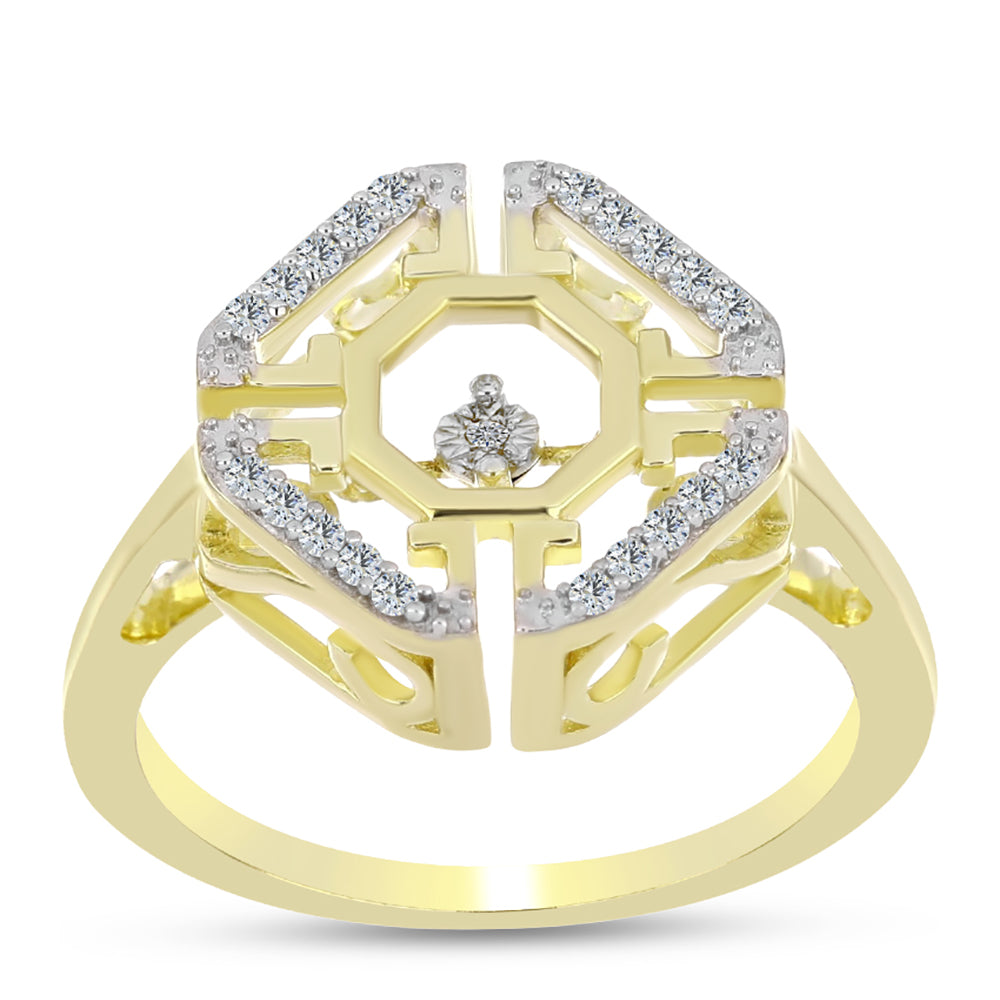 Goldplattierter Silberring mit weißem Diamant und weißem Topas