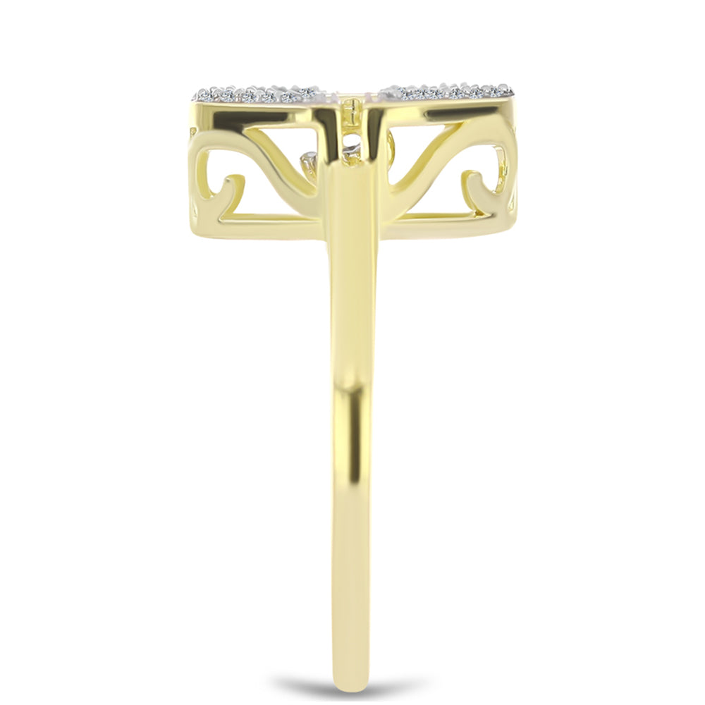 Goldplattierter Silberring mit weißem Diamant und weißem Topas 4 