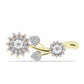 Goldplattierte Silberbrosche mit weißem Diamant und weißem Topas