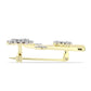 Goldplattierte Silberbrosche mit weißem Diamant und weißem Topas