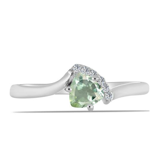 Silberring mit grünem Amethyst und weißem Topas
