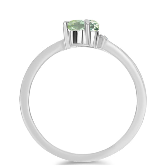 Silberring mit grünem Amethyst und weißem Topas