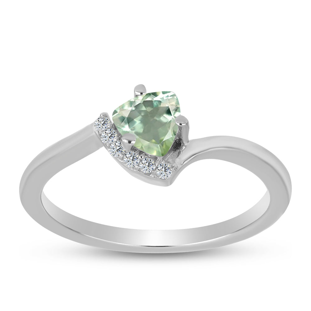 Silberring mit grünem Amethyst und weißem Topas