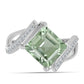 Silberring mit grünem Amethyst und weißem Topas