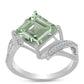 Silberring mit grünem Amethyst und weißem Topas