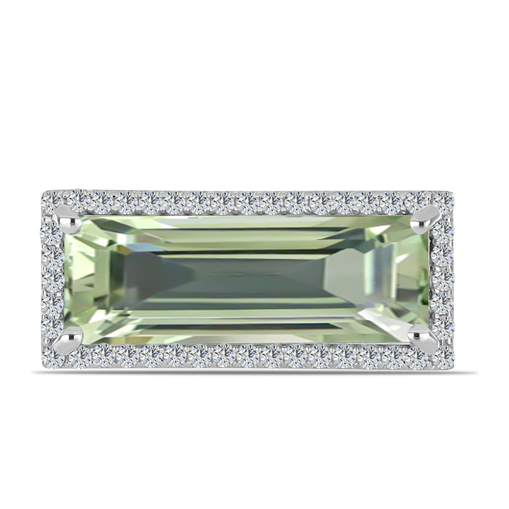 Silberring mit grünem Amethyst und weißem Topas