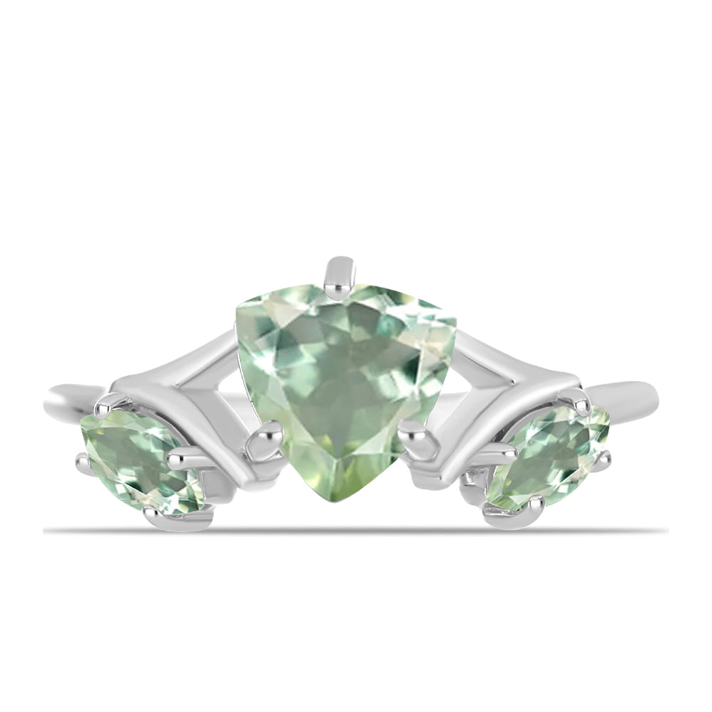 Silberring mit grünem Amethyst 1 