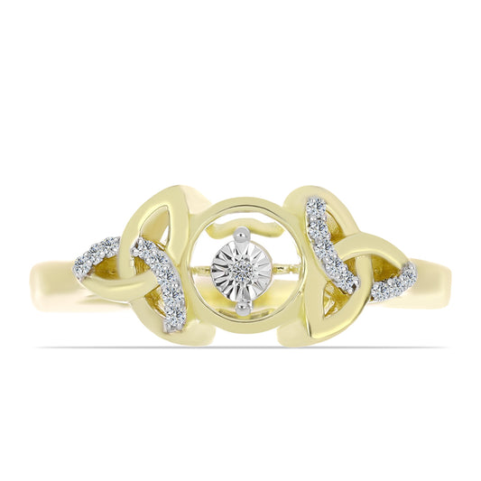 Goldplattierter Silberring mit weißem Diamant und weißem Topas