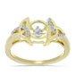 Goldplattierter Silberring mit weißem Diamant und weißem Topas