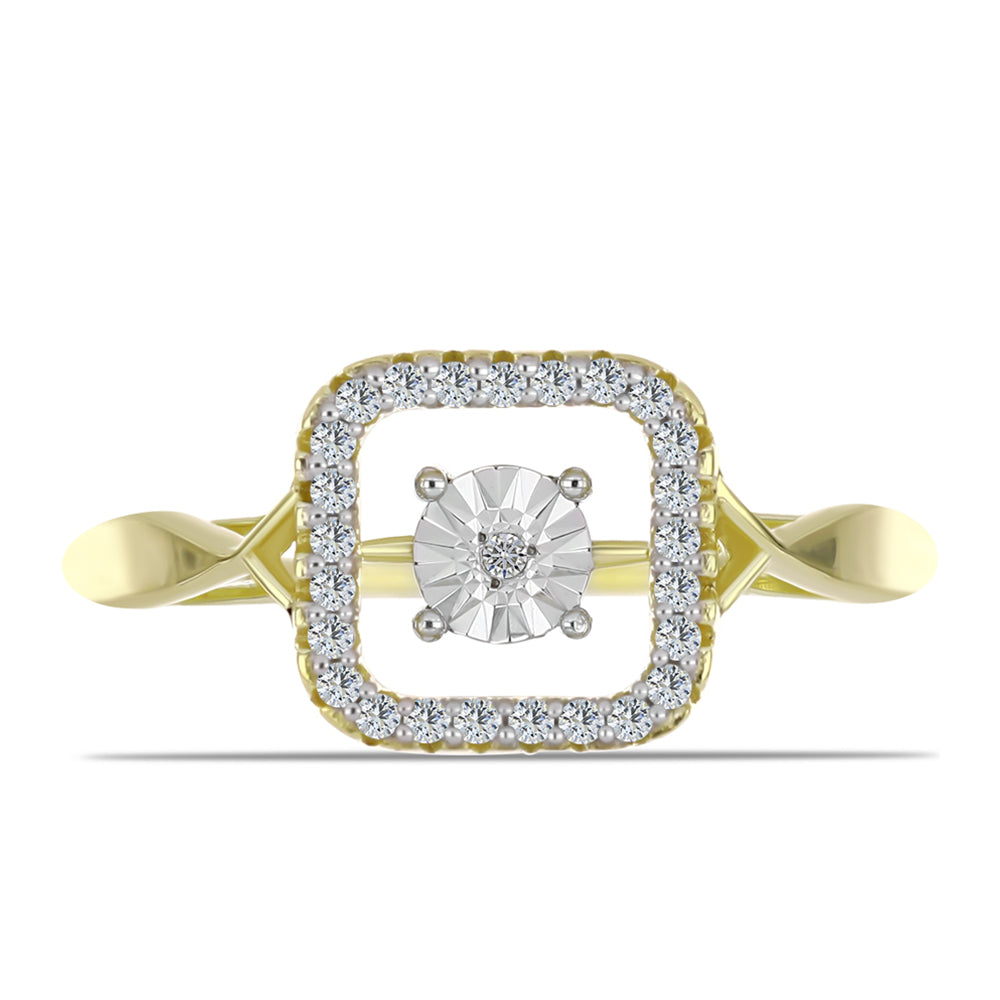 Goldplattierter Silberring mit weißem Diamant und weißem Topas 1 