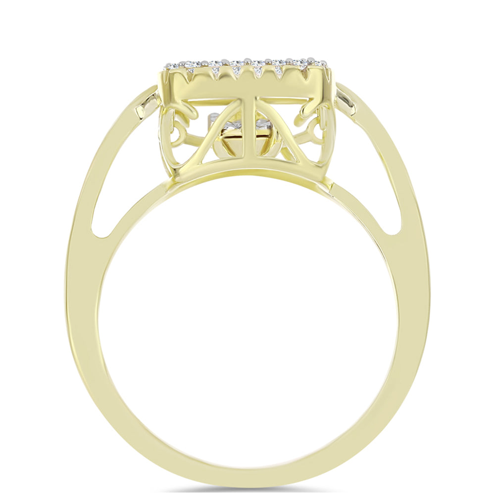 Goldplattierter Silberring mit weißem Diamant und weißem Topas
