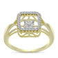 Goldplattierter Silberring mit weißem Diamant und weißem Topas