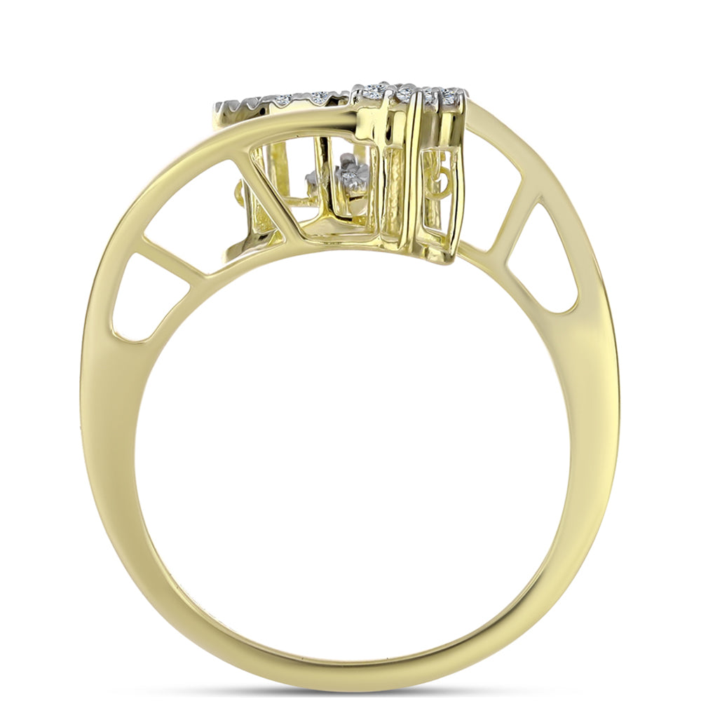 Goldplattierter Silberring mit weißem Diamant und weißem Topas