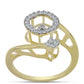 Goldplattierter Silberring mit weißem Diamant und weißem Topas