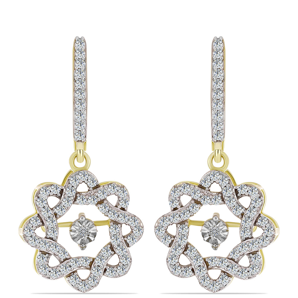 Goldplattierte Silberohrringe mit weißem Diamant und weißem Topas