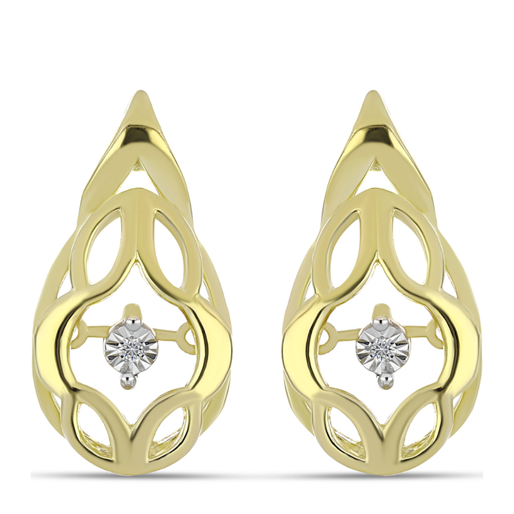 Goldplattierte Silberohrringe mit weißem Diamant