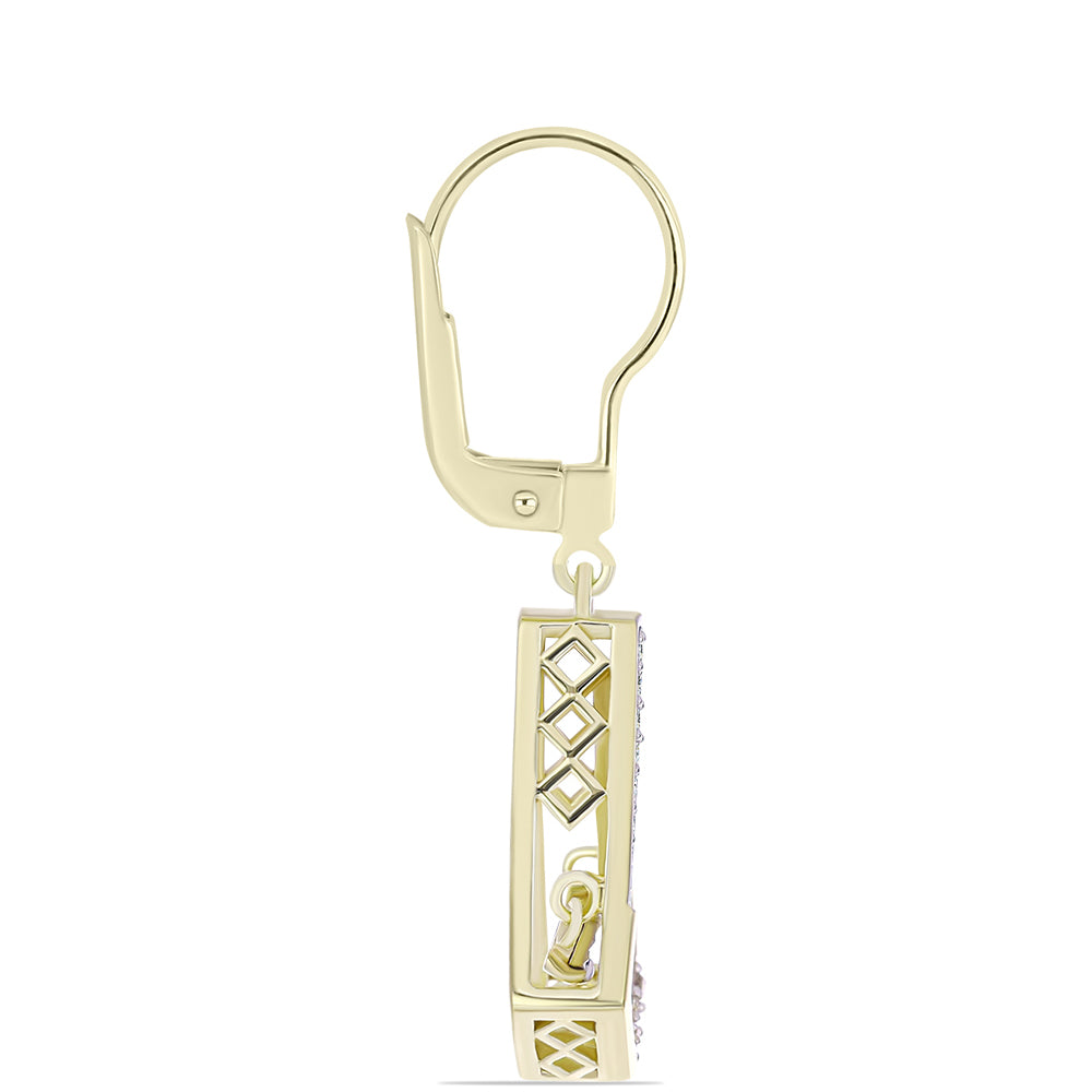 Goldplattierte Silberohrringe mit weißem Diamant und weißem Topas