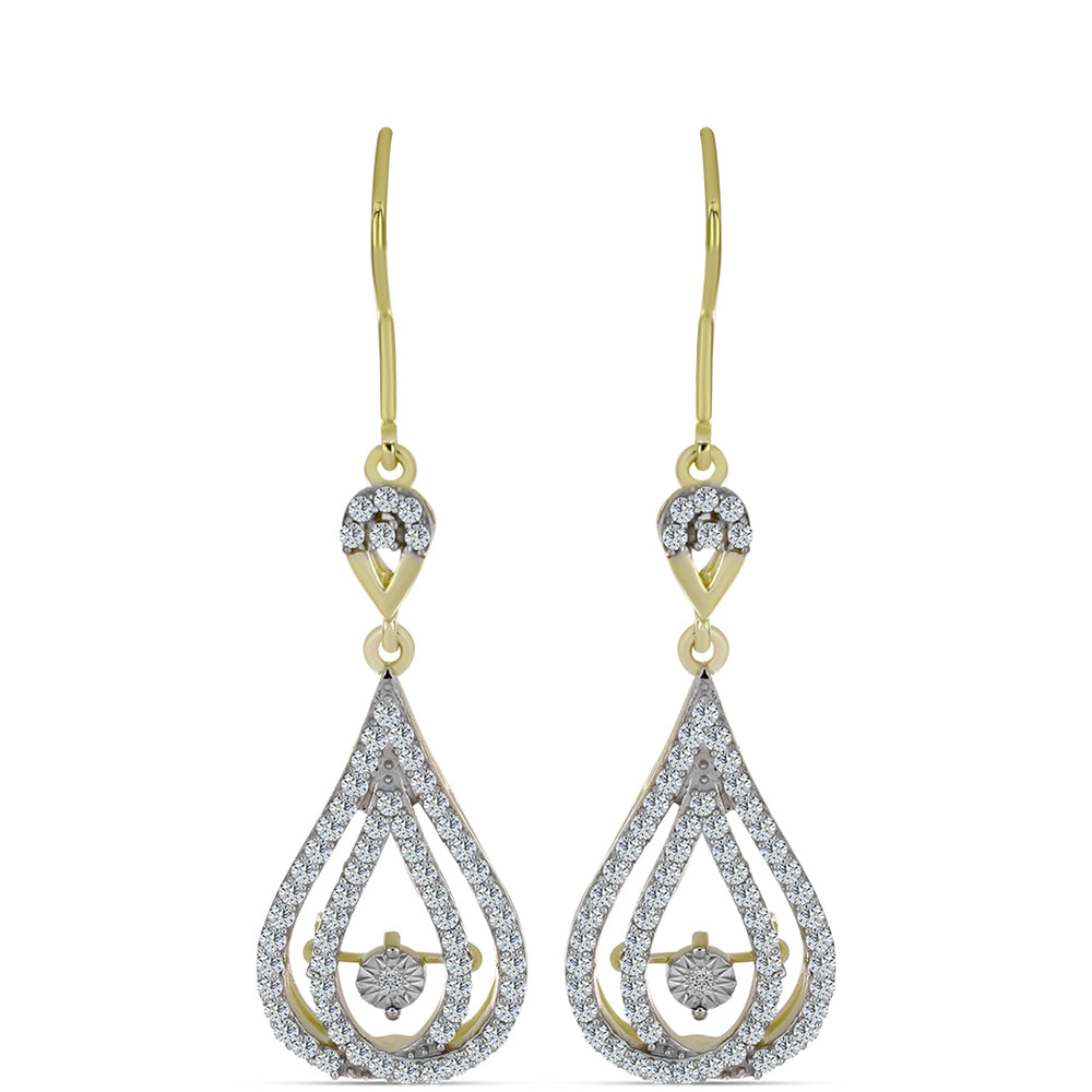 Goldplattierte Silberohrringe mit weißem Diamant und weißem Topas