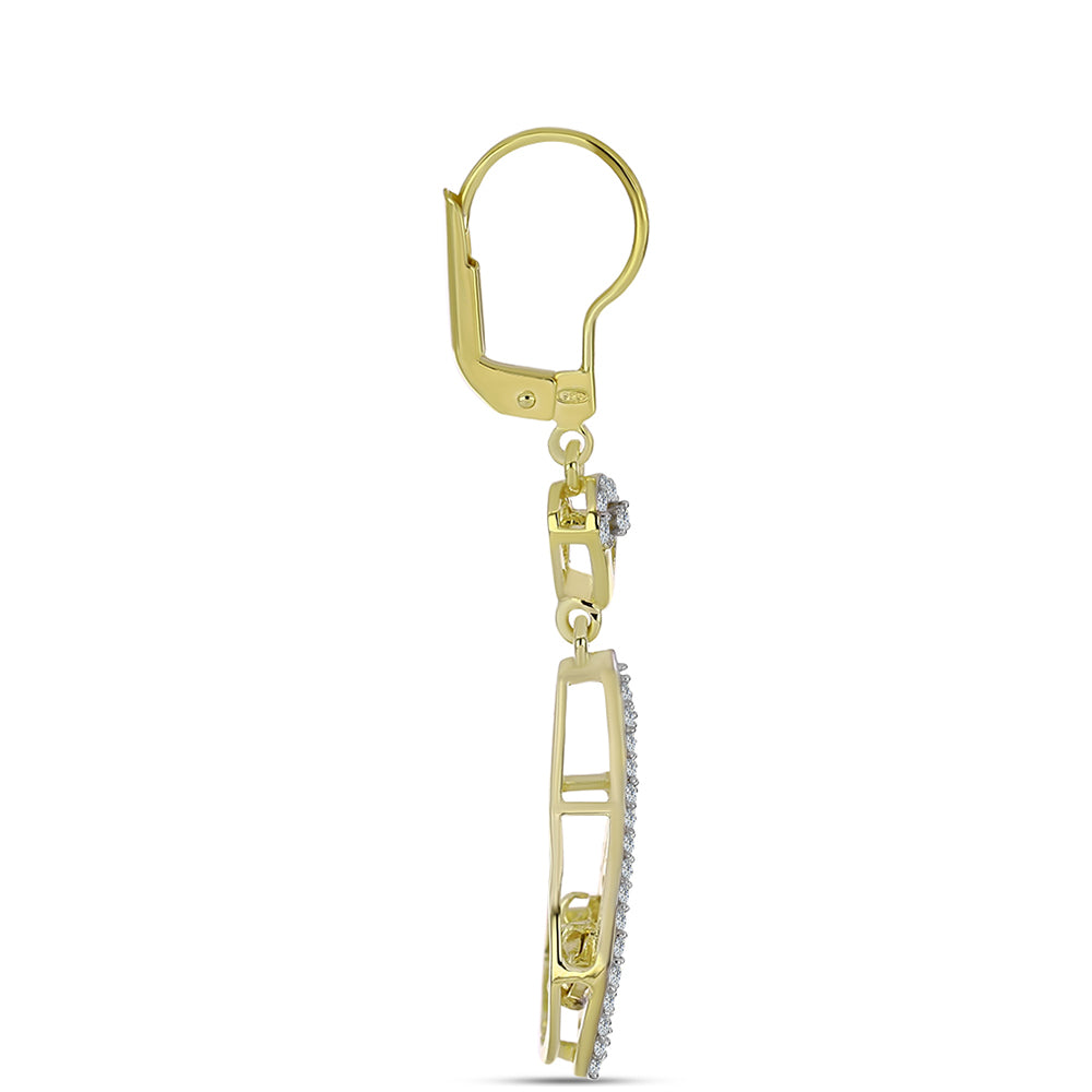 Goldplattierte Silberohrringe mit weißem Diamant und weißem Topas 2 