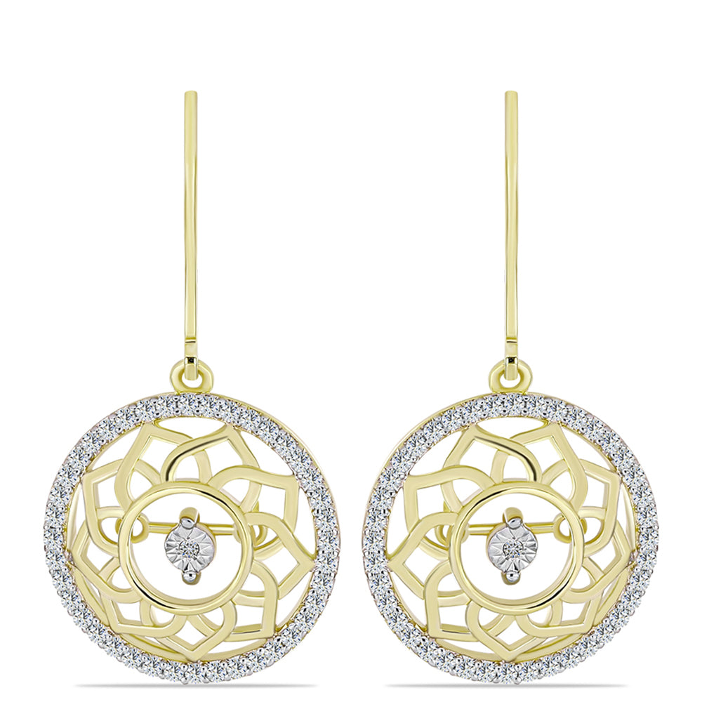 Goldplattierte Silberohrringe mit weißem Diamant und weißem Topas