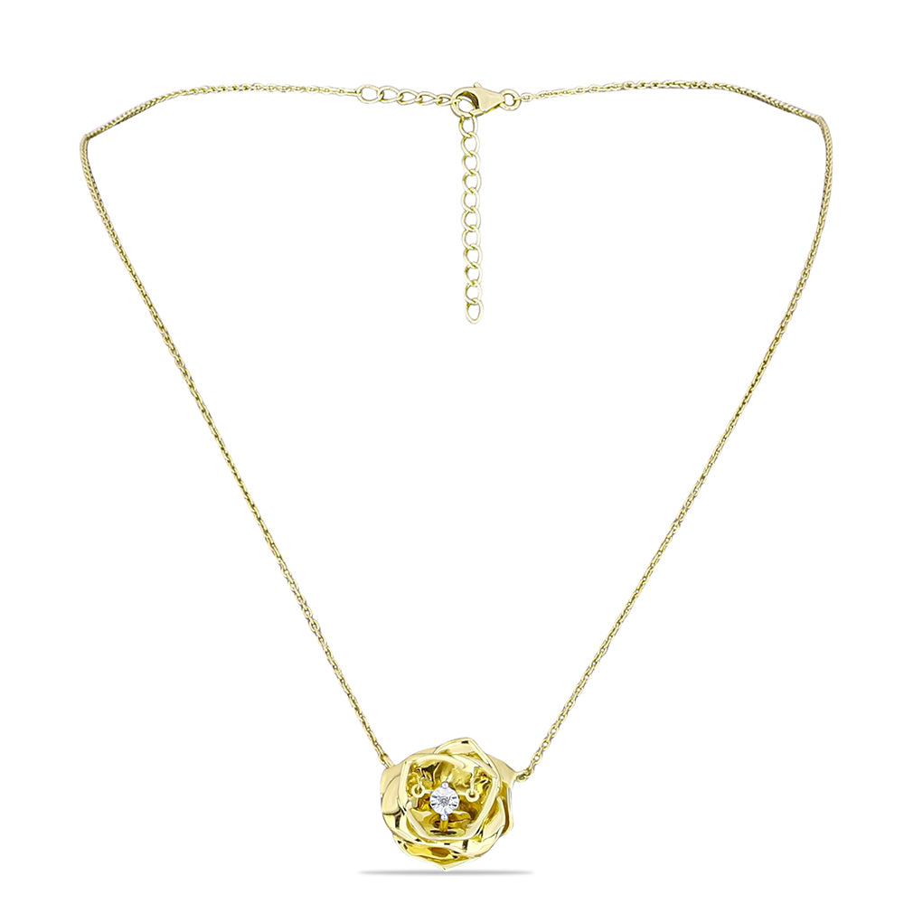 Goldplattierte Silberhalskette mit weißem Diamant 1 